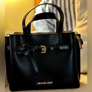Michael Kors Emilia Small Leather Satchel Black Crossbody missing longer strap